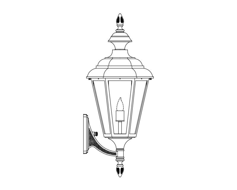 Value Line (6 Sided), Large, aluminum, Wall Mount, Clear acrylic, (1) 100W INC, 120V